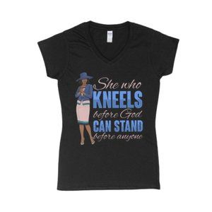 Religious Black T-shirt V-Neck NEW